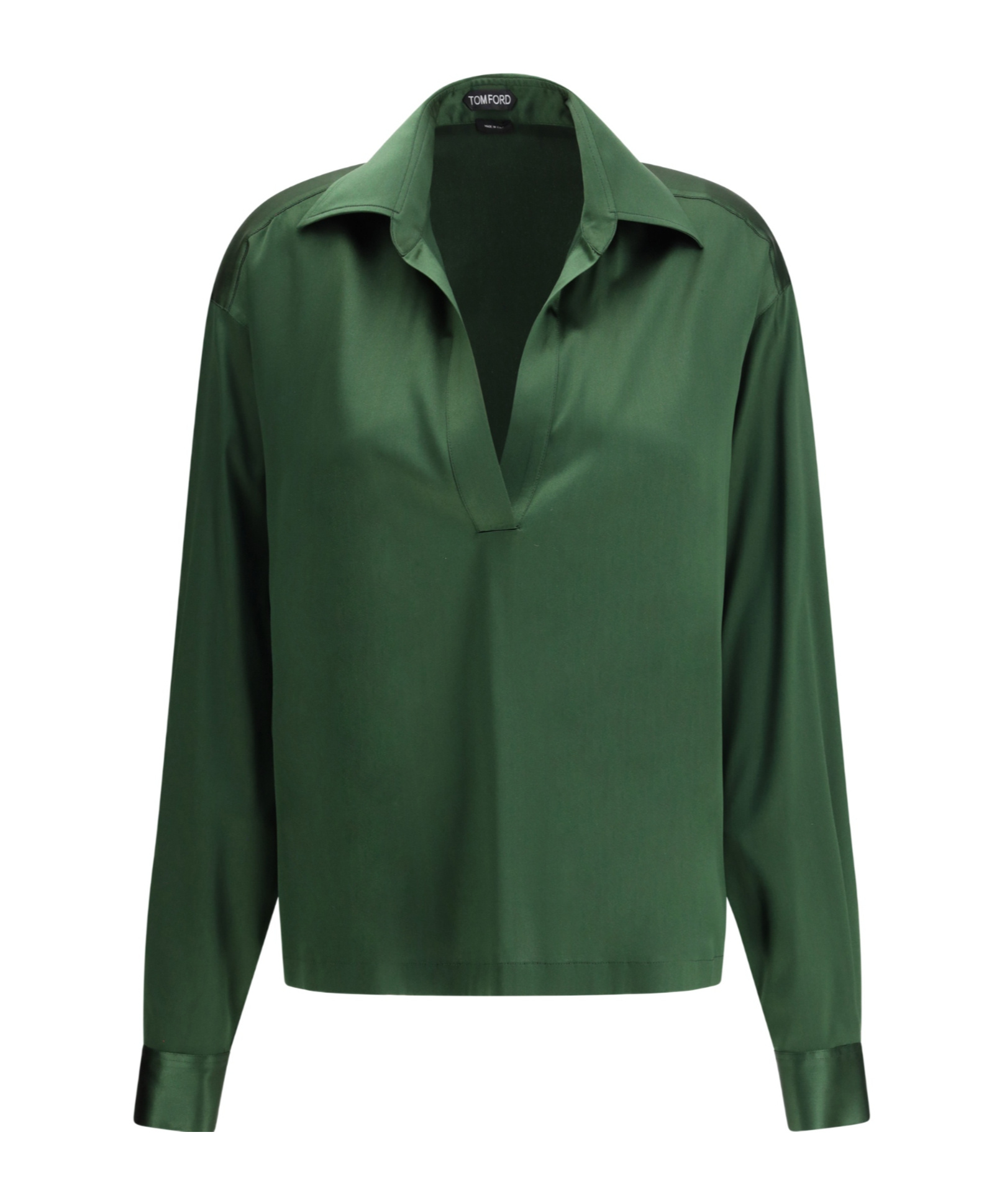 Tom Ford Logo-embroidered Satin Tunic In Green