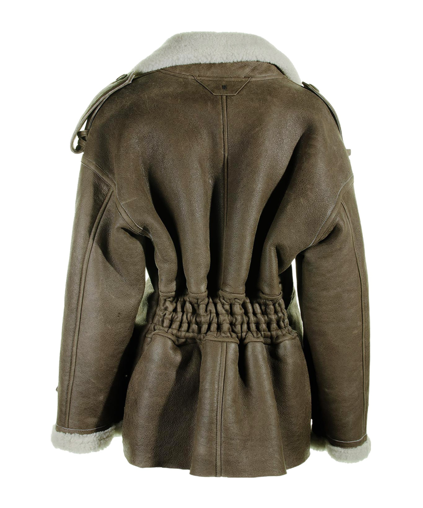 Salvatore Santoro Shearling-fur Double-breasted Jacket In Green