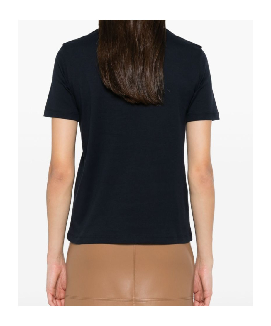 Max Mara Rebecca T-shirt In Blue Viscose Satin In Black