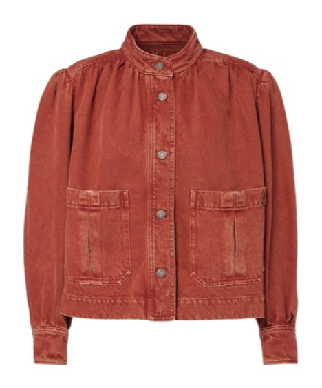 Chloé Logo Denim Jacket With Patch Pockets In Red