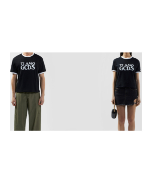 Gcds Ti Amo Boxy Crewneck T-shirt In Black