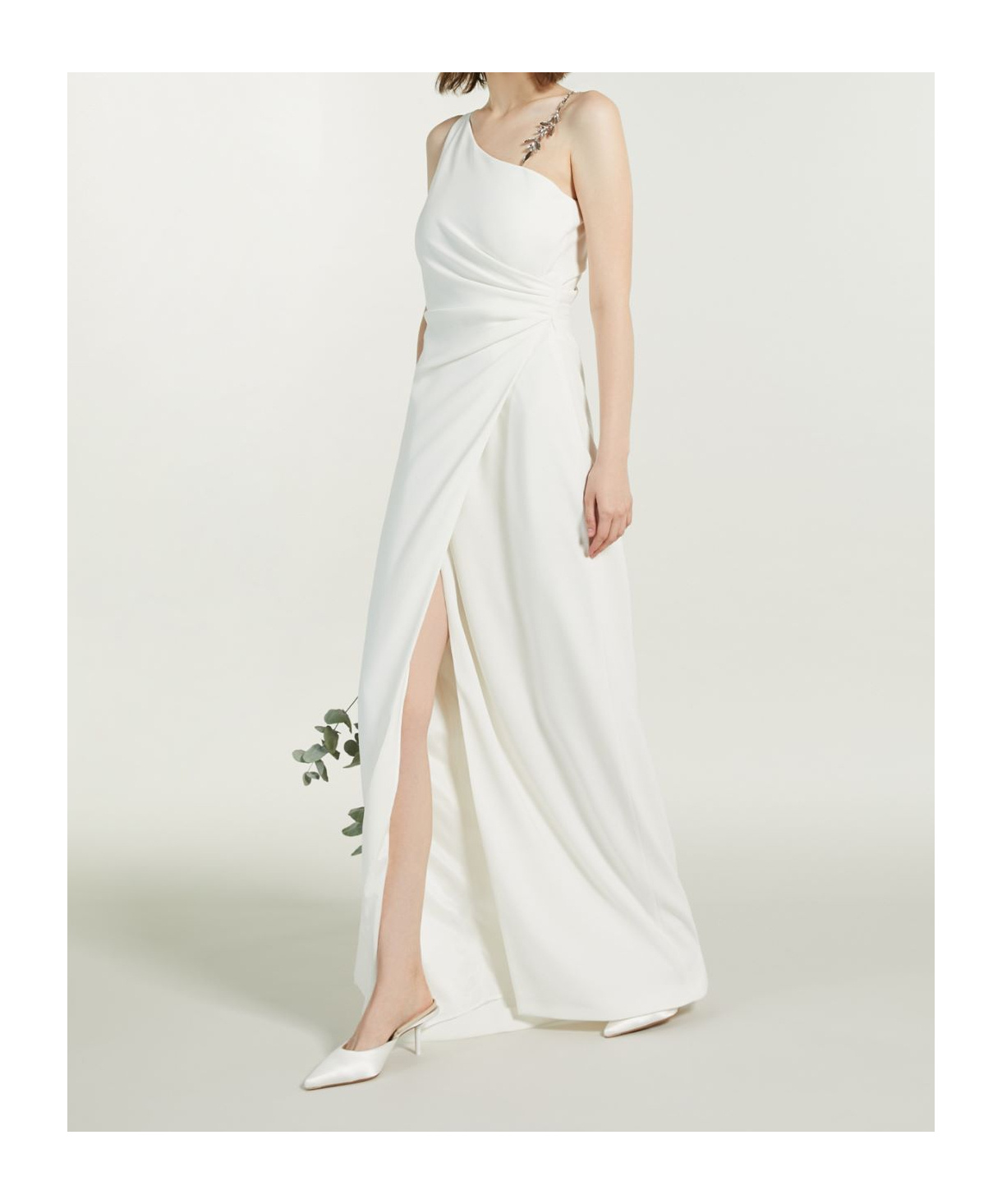 Max Mara Vestido De Un Solo Hombro En Cady In White