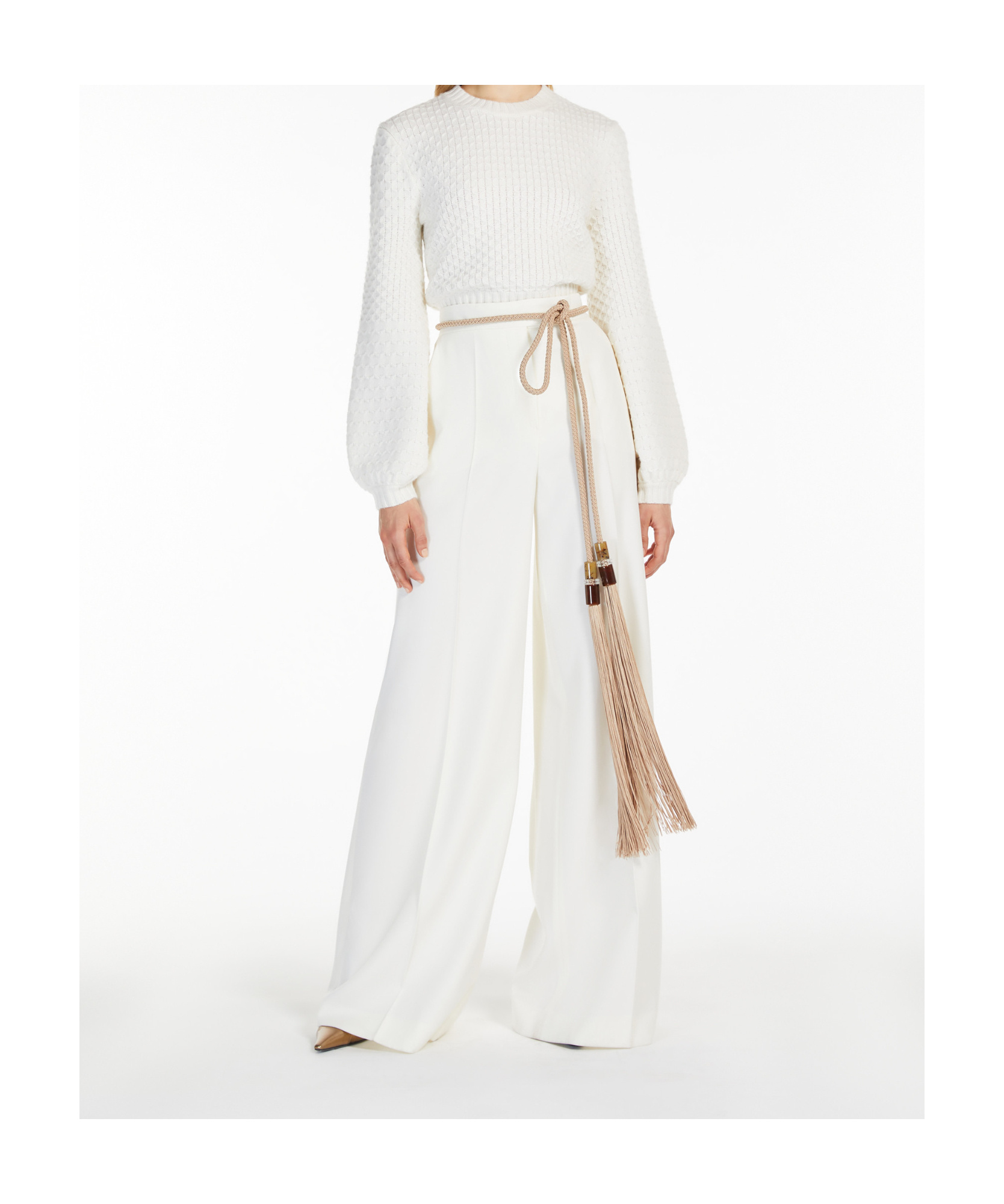 Max Mara Ninfa Long Wide Leg Trousers In White
