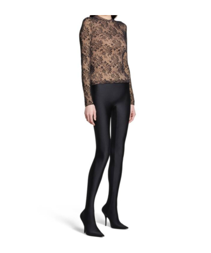 Balenciaga Lace Effect Long-sleeved Top In Multicolor