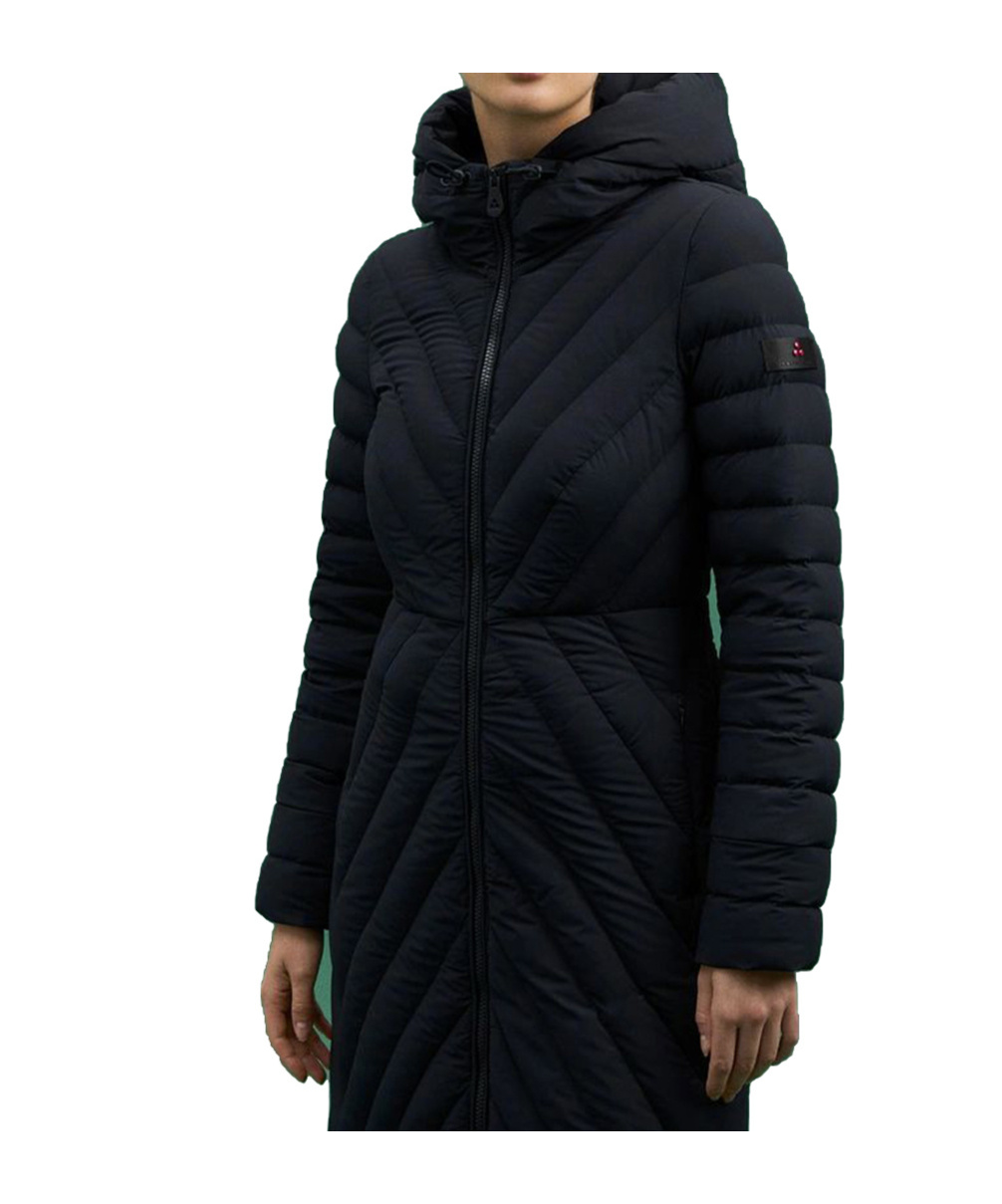 Peuterey Hooded Quilted Jacket With Diagonal Stitching In Black