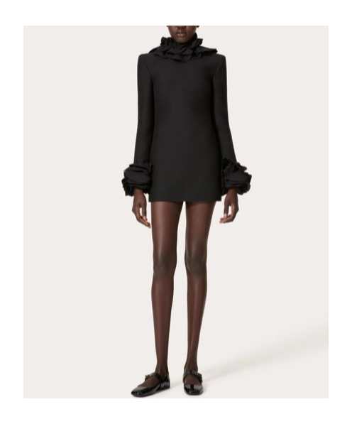 Valentino Besticktes Kurzes Crepe Couture Kleid Frau Schwarz 38 In Black