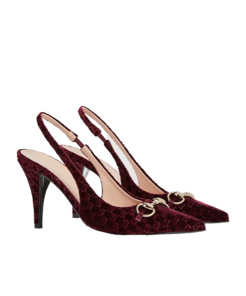Gucci Burgundy Slingback Pumps With Horsebit In Burgundy