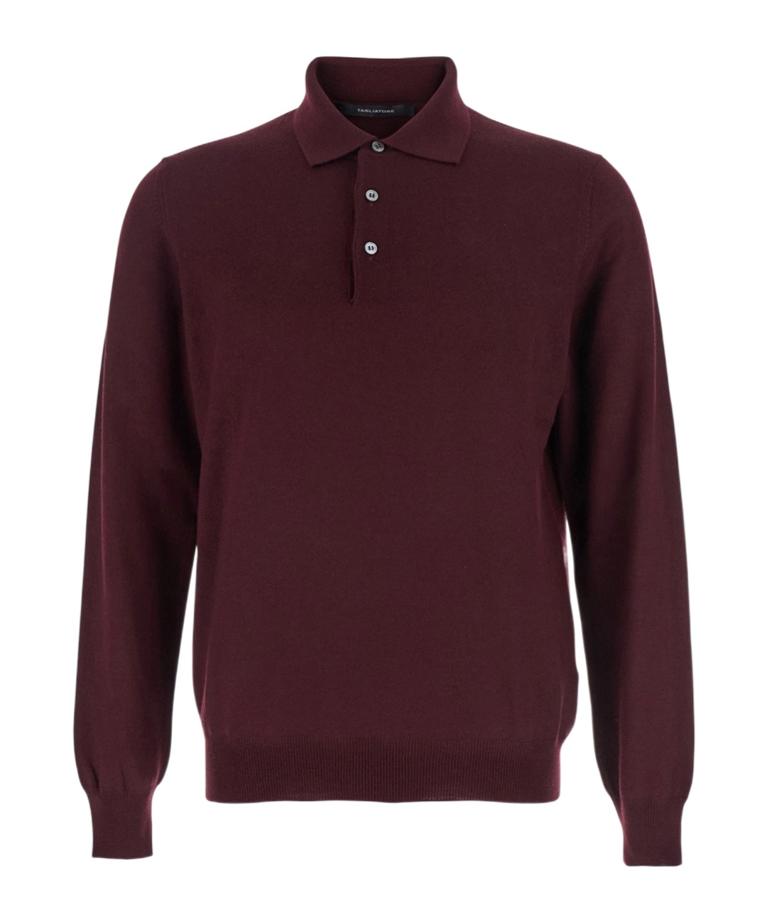 Tagliatore Bordeaux Long-sleeved Polo Shirt In Brown