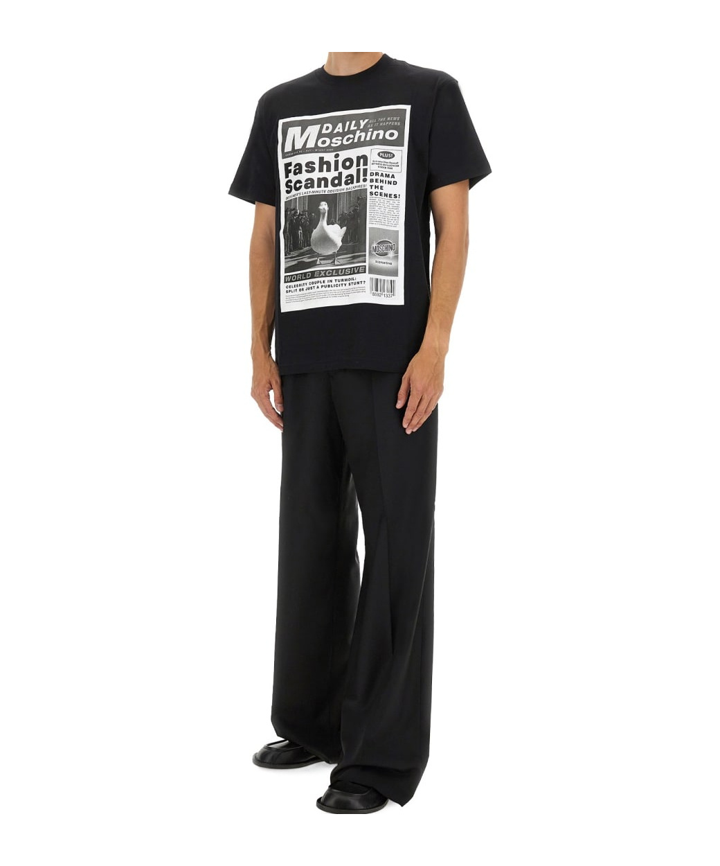 Moschino Printed Organic Cotton Jersey T-shirt In Black