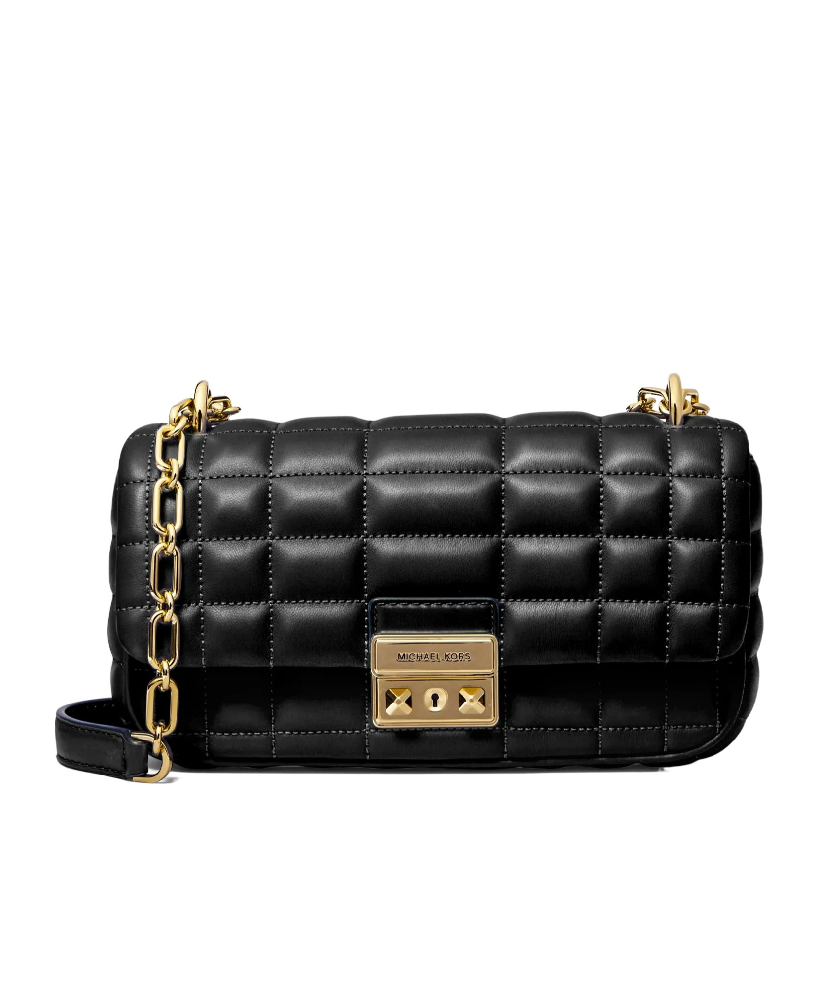 Michael Kors Large Tribeca Quilted Chain Shoulder Bag In Black