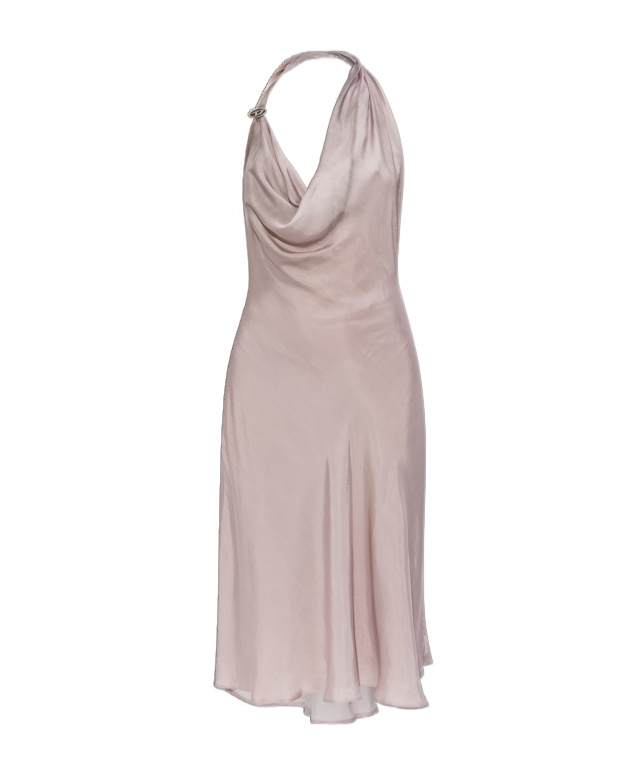 Diesel Bias Cut Dress With Asymmetrical Hem In Nude
