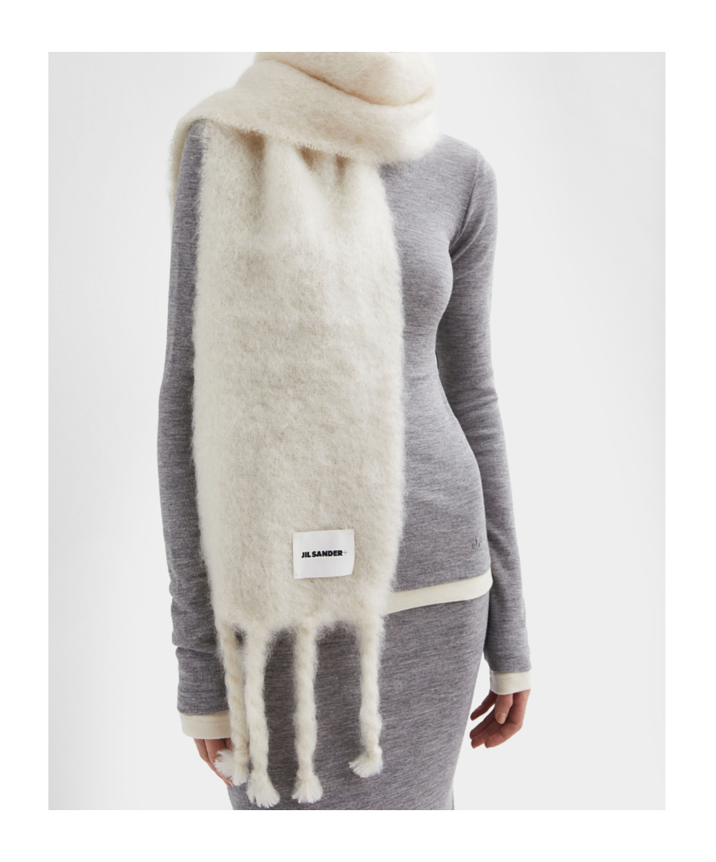 Jil Sander Wool Blend Scarf In White