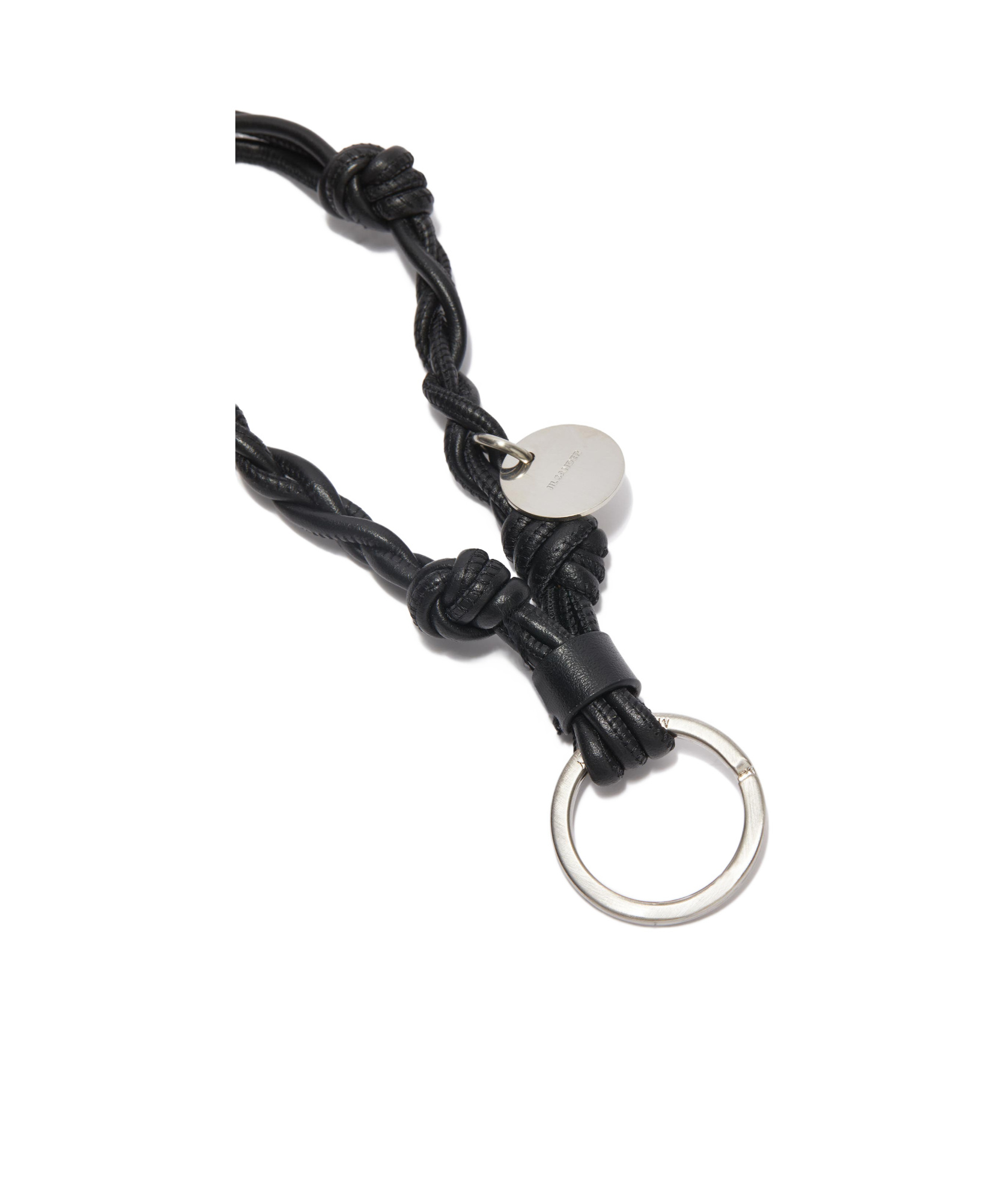 Jil Sander Knot-detail Leather Keyring In Black