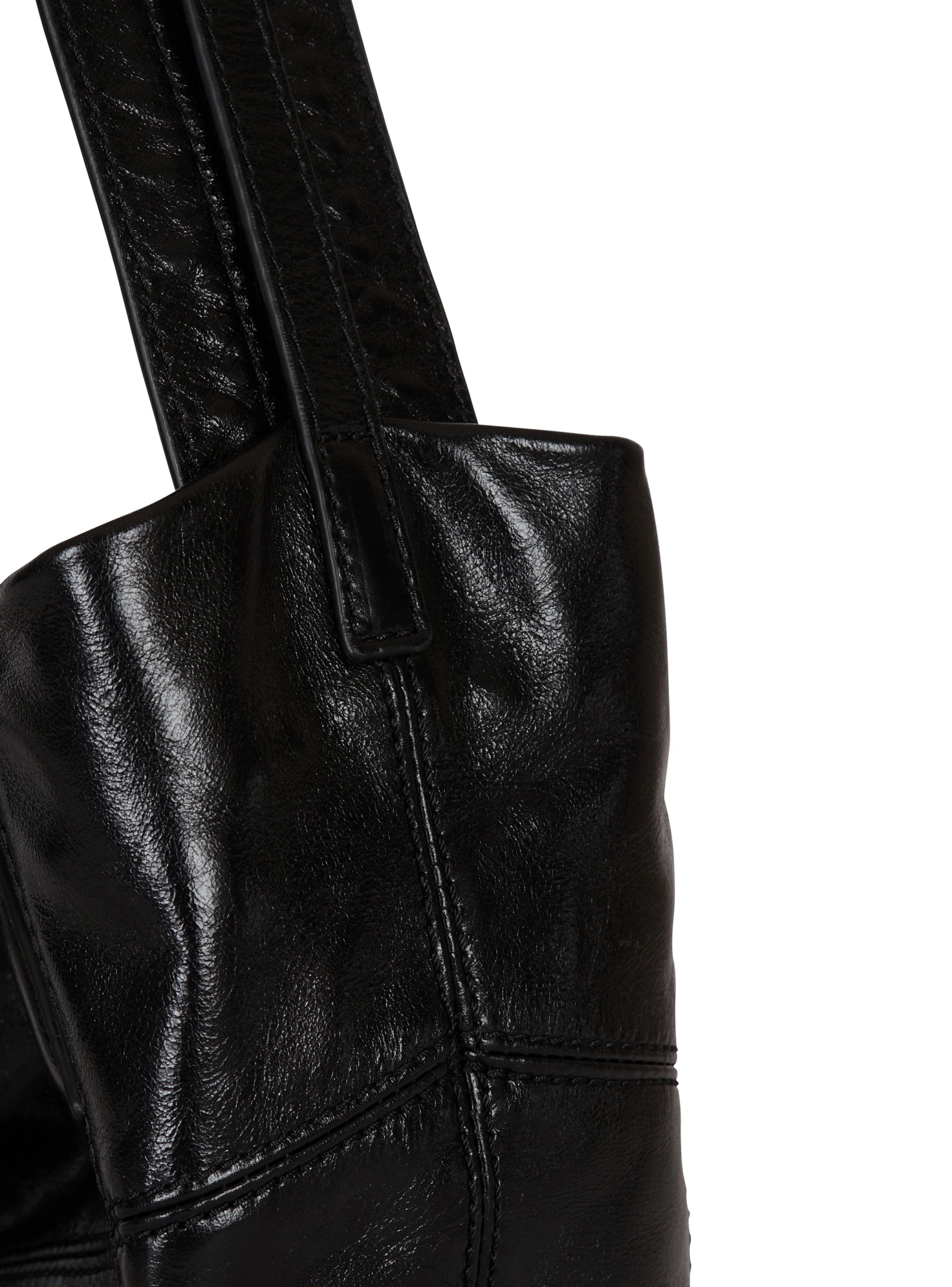 Balmain Track Shiny Leather Tote Bag