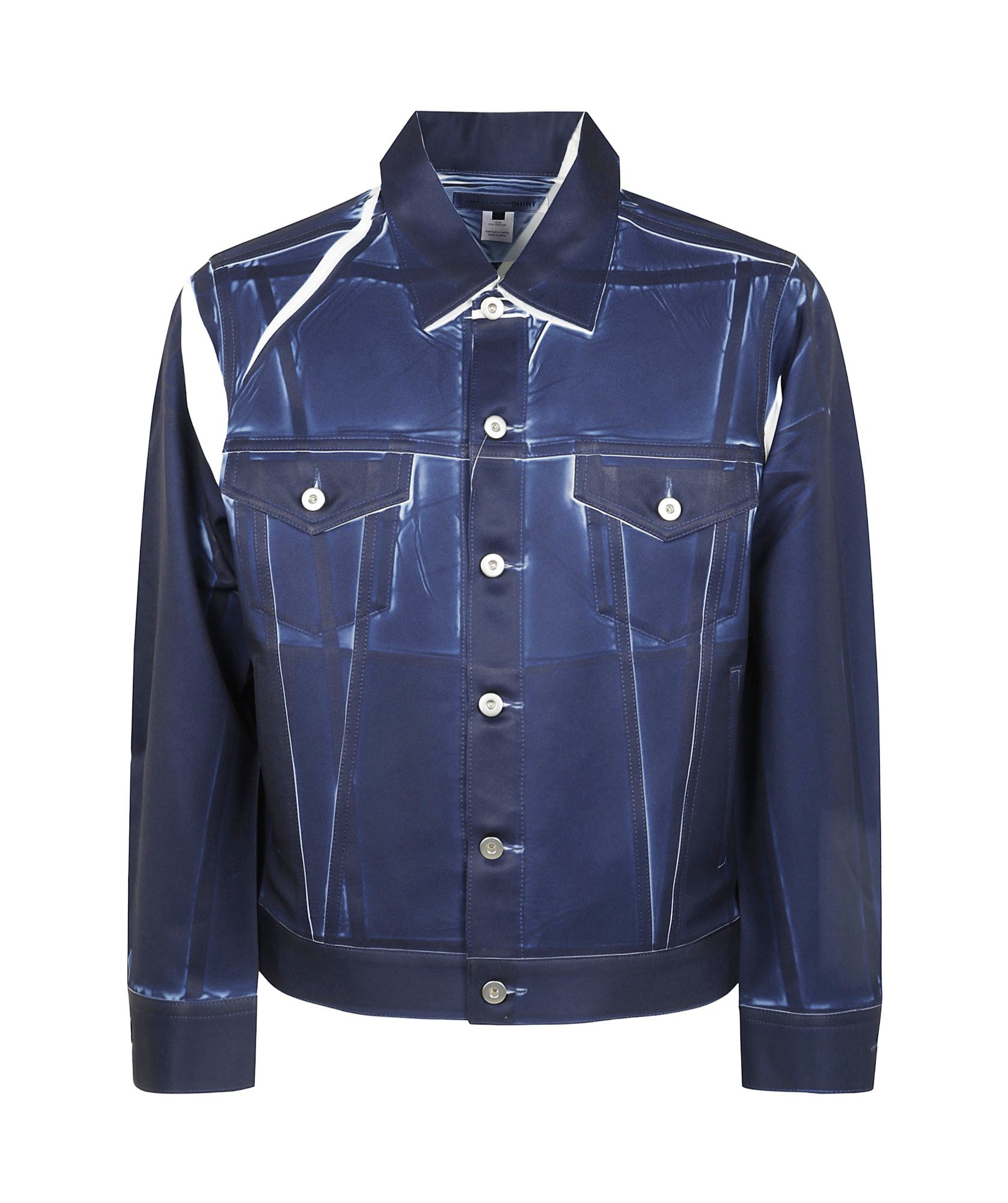 Comme Des Garçons Woven Jacket Collared Neck In Multi