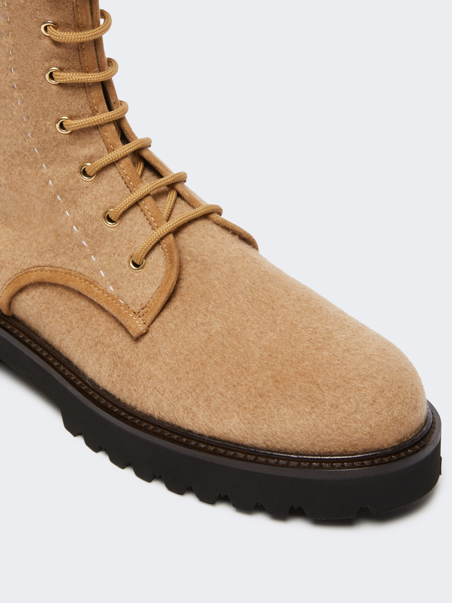 Max Mara Water-repellent Camel Combat Boots In Multi