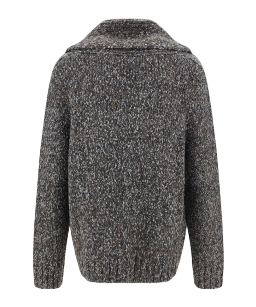Bottega Veneta Wool Long-sleeved Cardigan In Gray