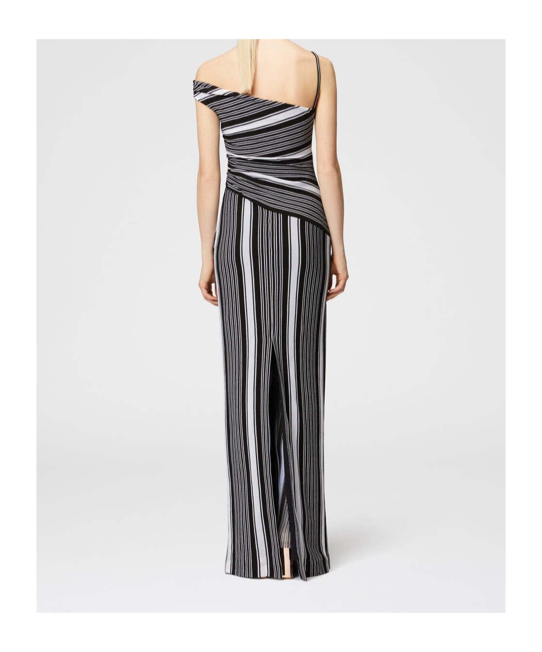 Missoni One-shoulder Striped Crochet-knit Cotton-blend Maxi Dress In Black