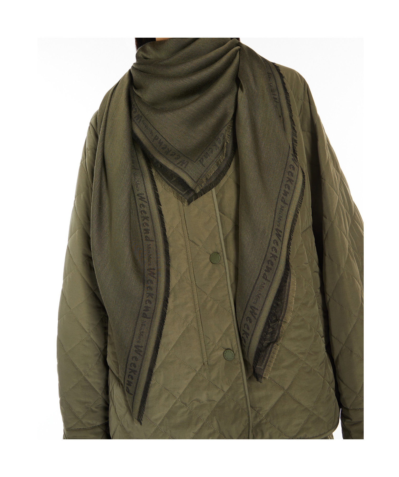 Weekend Max Mara Fringed Scarf In Green