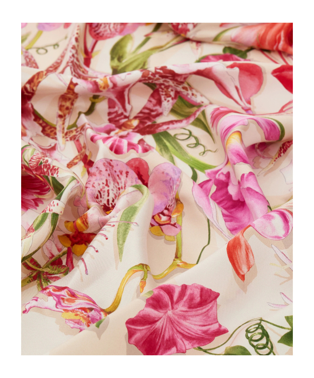 Ferragamo Gaia Print Silk Scarf In Neutral