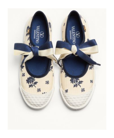 Valentino Bay By Bay Ballerina Rubber-trimmed Printed Silk-jacquard Sneakers In Nude
