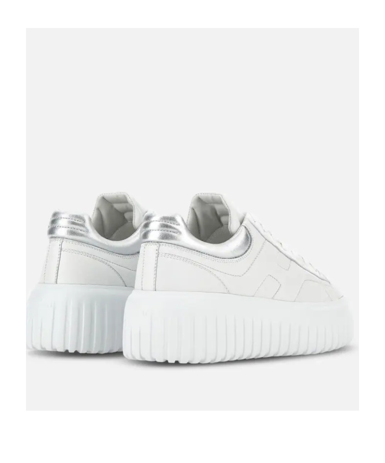 Hogan Striped Leather Lace-up Sneakers With H Detail In White
