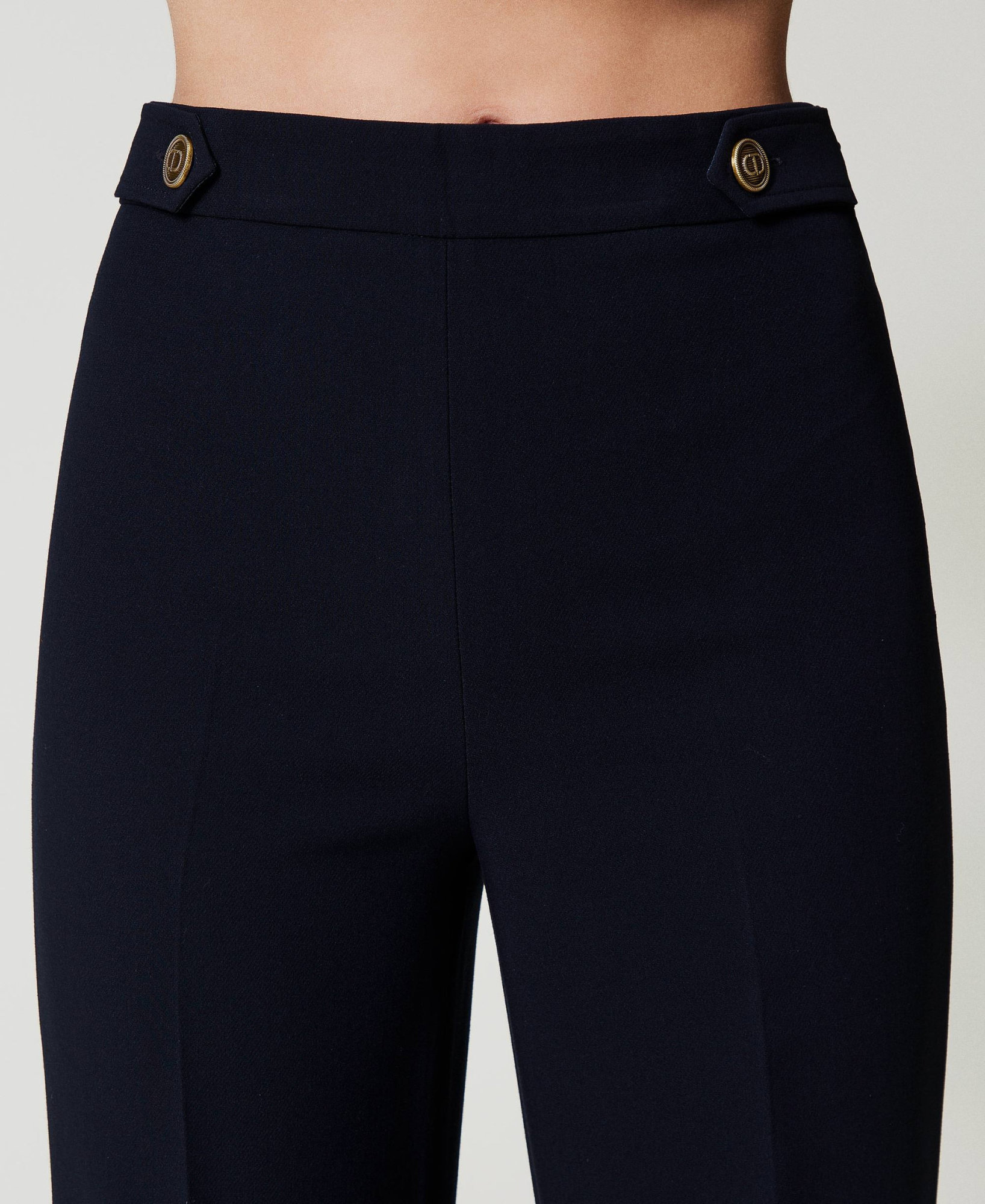 Twinset Cady High-waist Trousers In Black