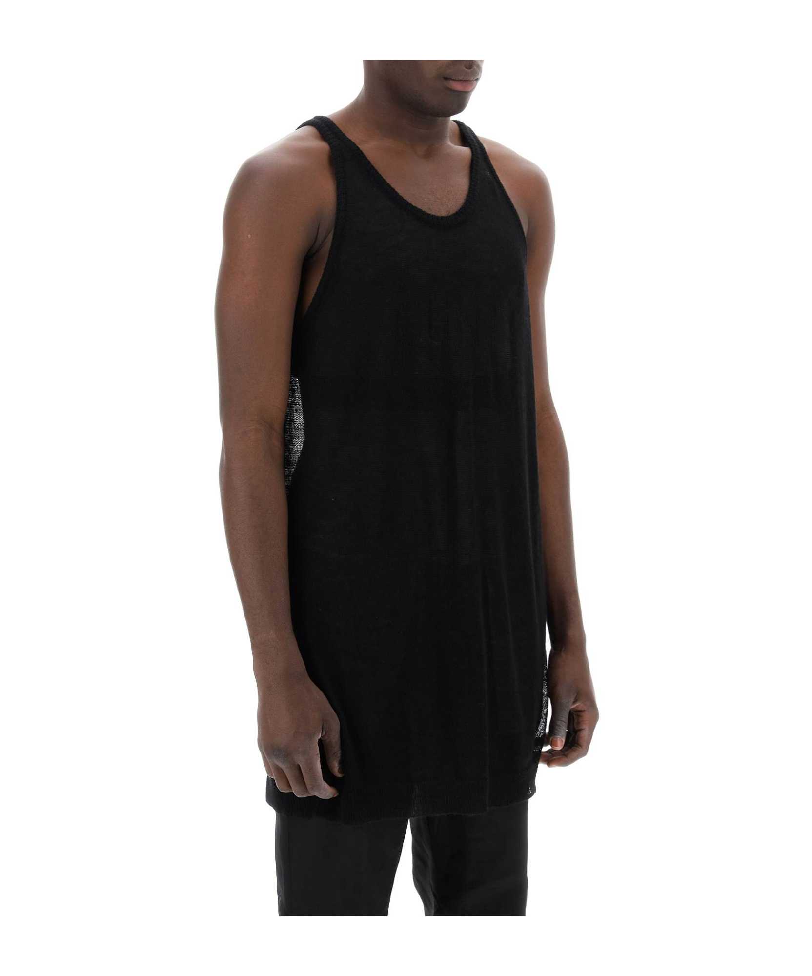 Rick Owens Canotta In Maglia Dettaglio Lettering Traforato In Black