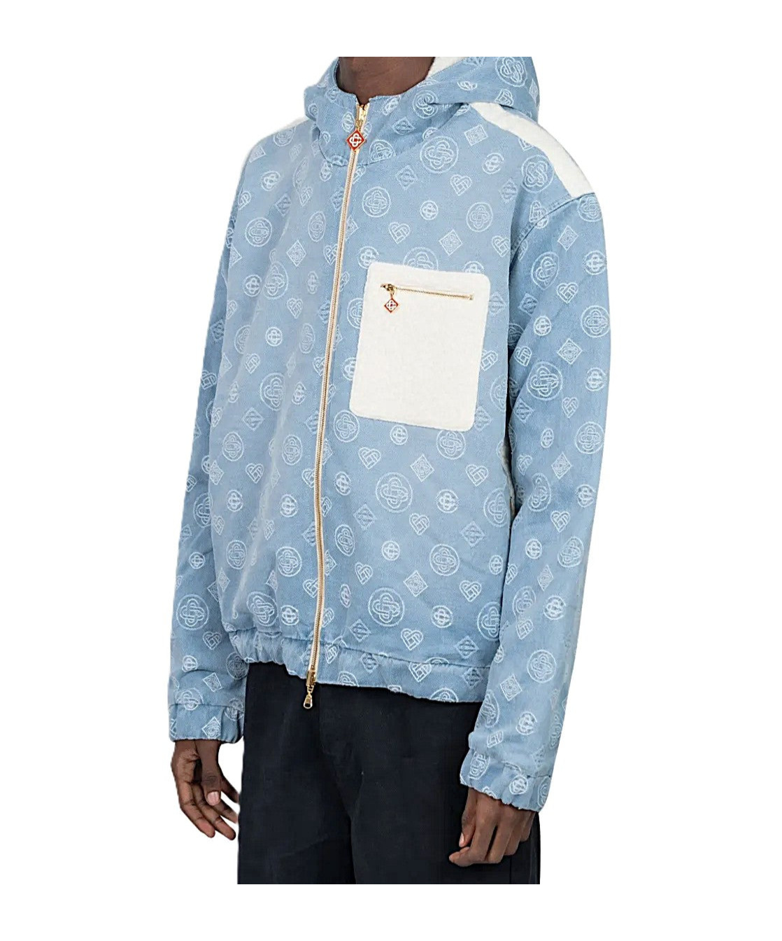 Casablanca Reversible Hooded Denim Jacket In Blue