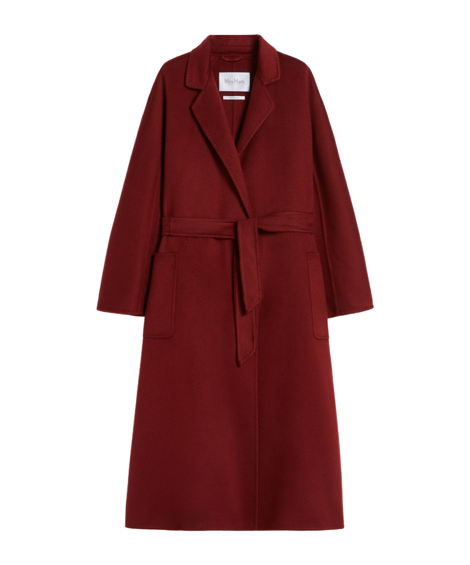 Max Mara Lapel Long-sleeved Coat In Burgundy