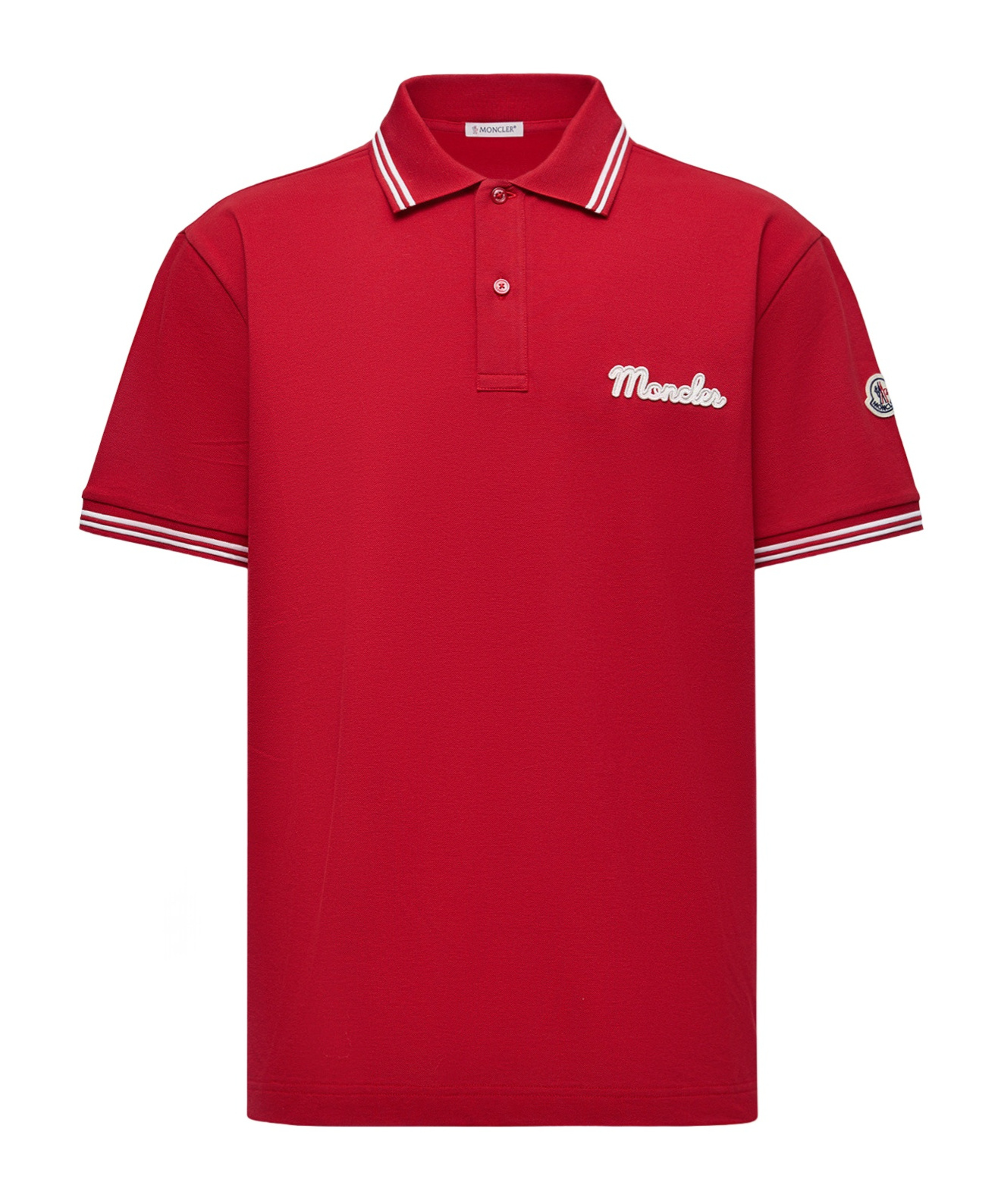 Moncler Lapel Short Sleeve Polo Shirt In Red