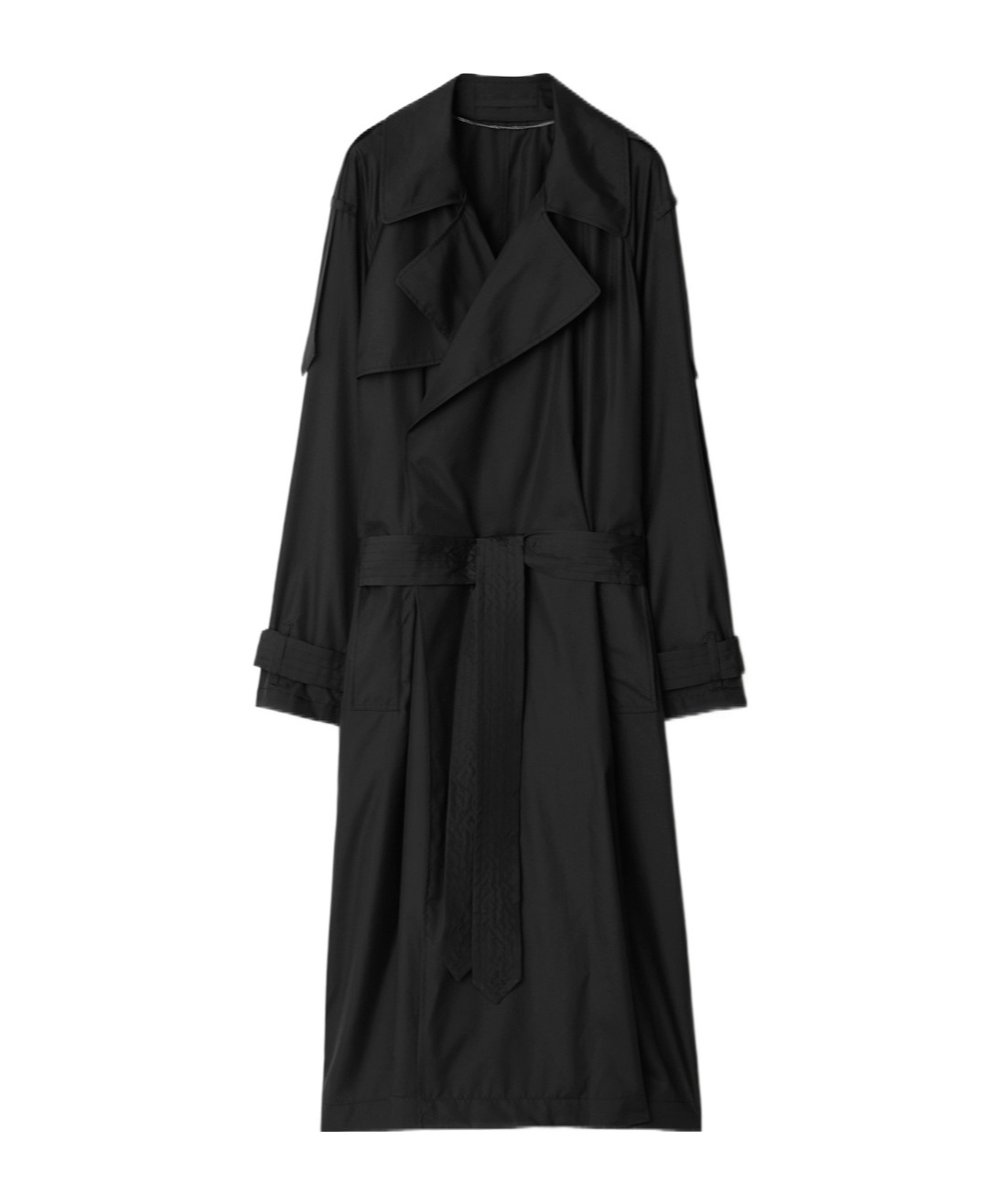 Burberry Double-breasted Silk Trench Coat In Black