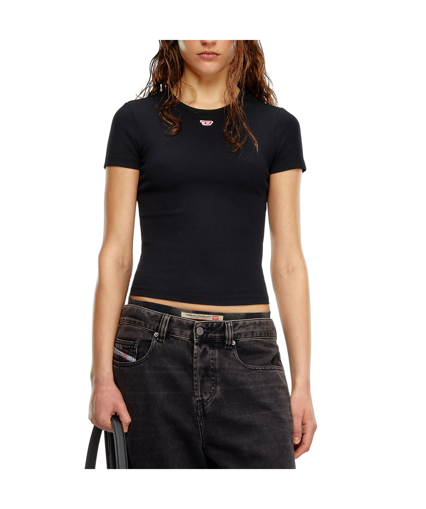 Diesel Logo-patch T-shirt In Black