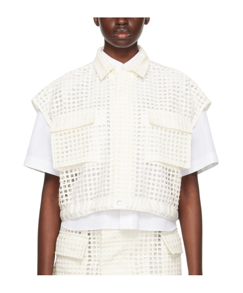 Sacai Off-white Sheer Shirt In White