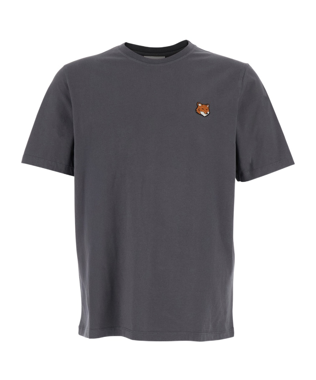 Maison Kitsuné Fox Head Regular Fit Cotton T-shirt In Gray