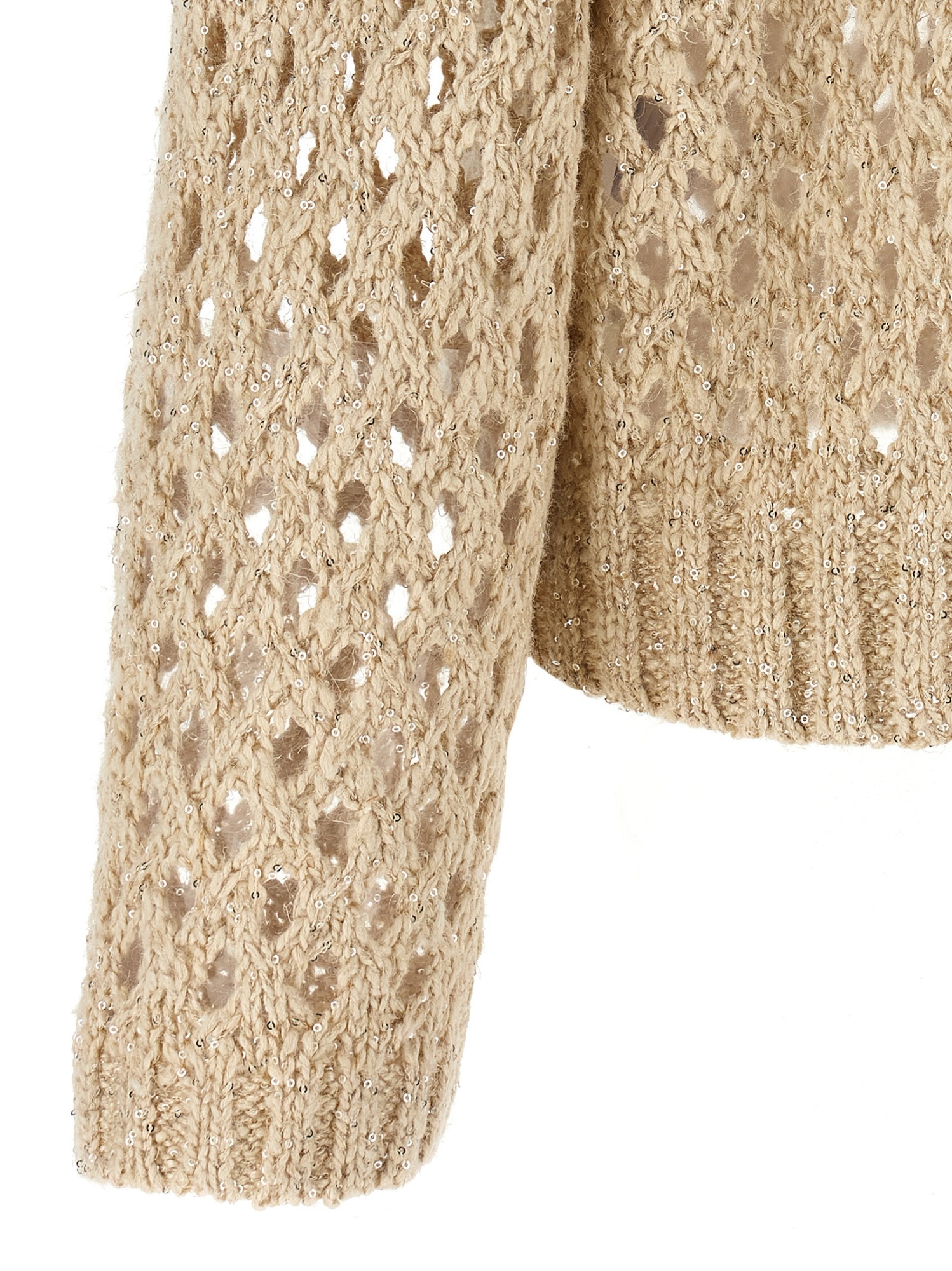 Brunello Cucinelli Rustic Dazzling Net Sweaters And Cardigans Beige