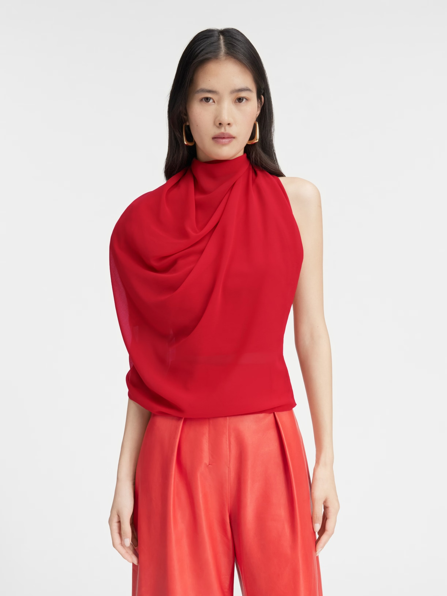 Jacquemus Asymmetric One-shoulder Top In Red