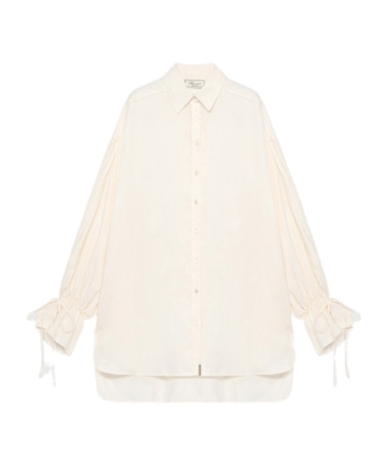 Blumarine Oversized Shirt In Washed Gabardine In White