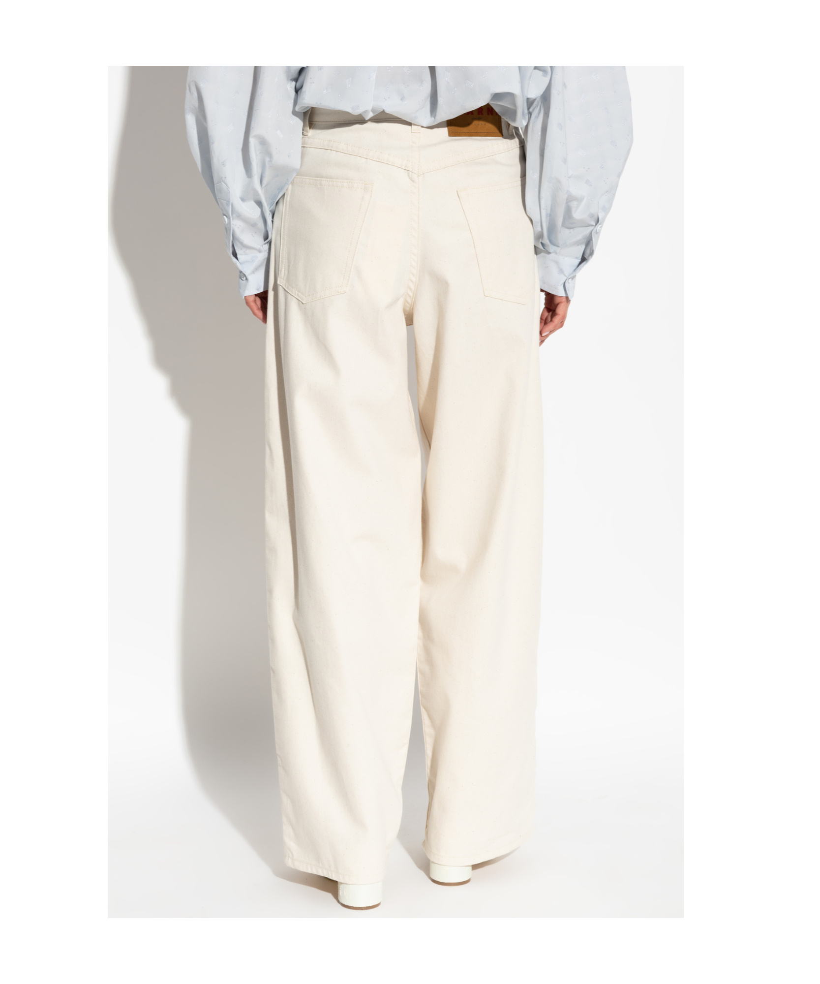 Marni Embroidered Wide Leg Jeans In White