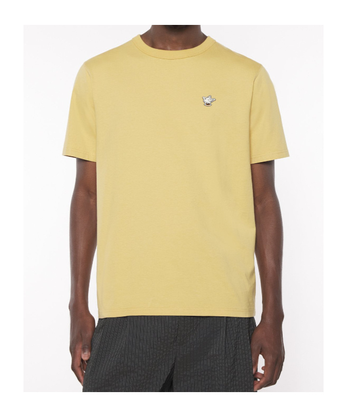 Maison Kitsuné Yellow Barista Fox Patch Relax T-shirt In Yellow