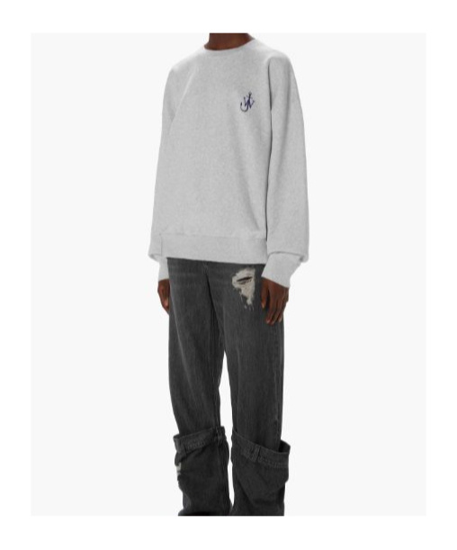 Jw Anderson Anchor Embroidery Back Print Sweatshirt In Gray