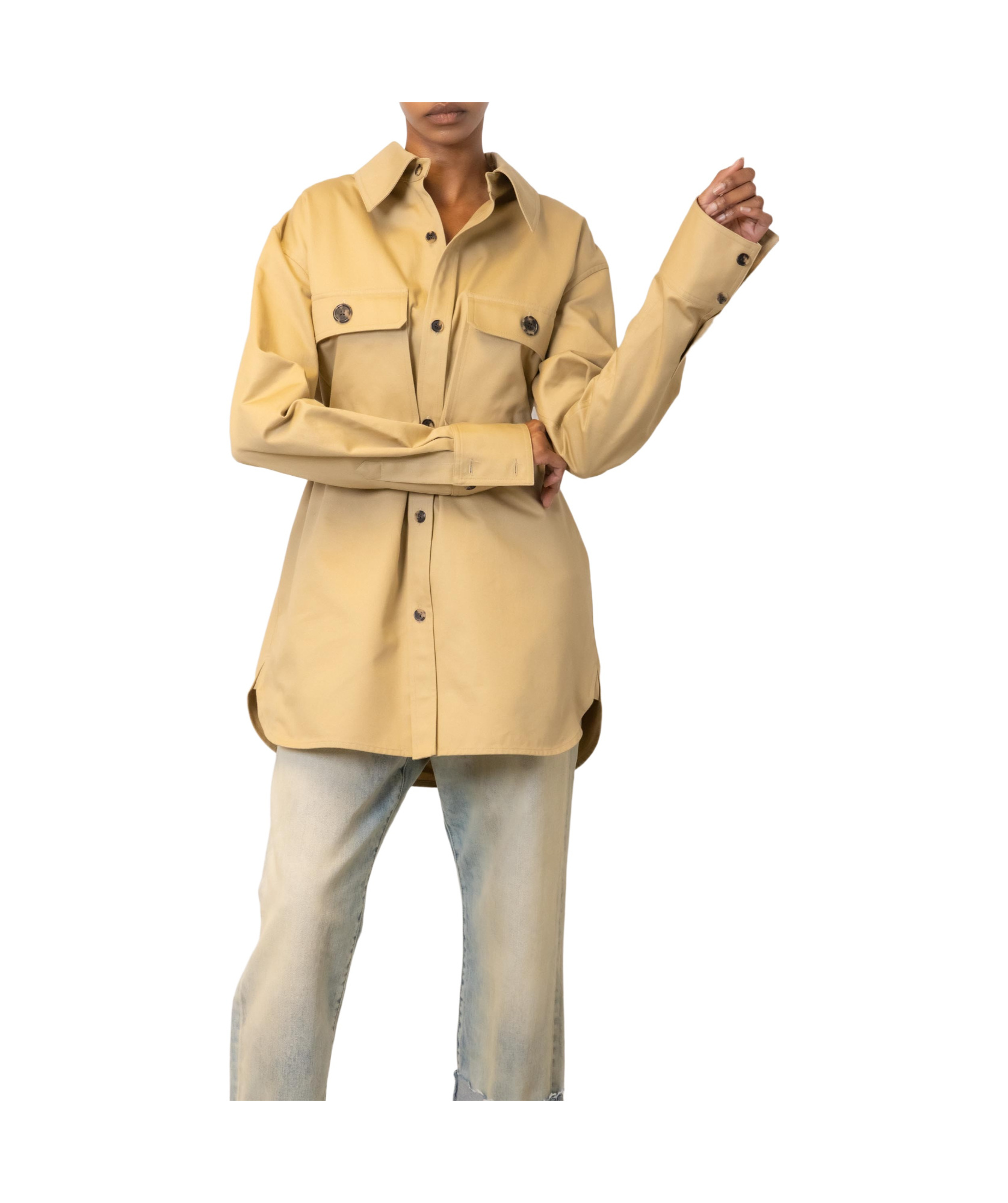 Saint Laurent Straight-point Collar Shirt In Neutral