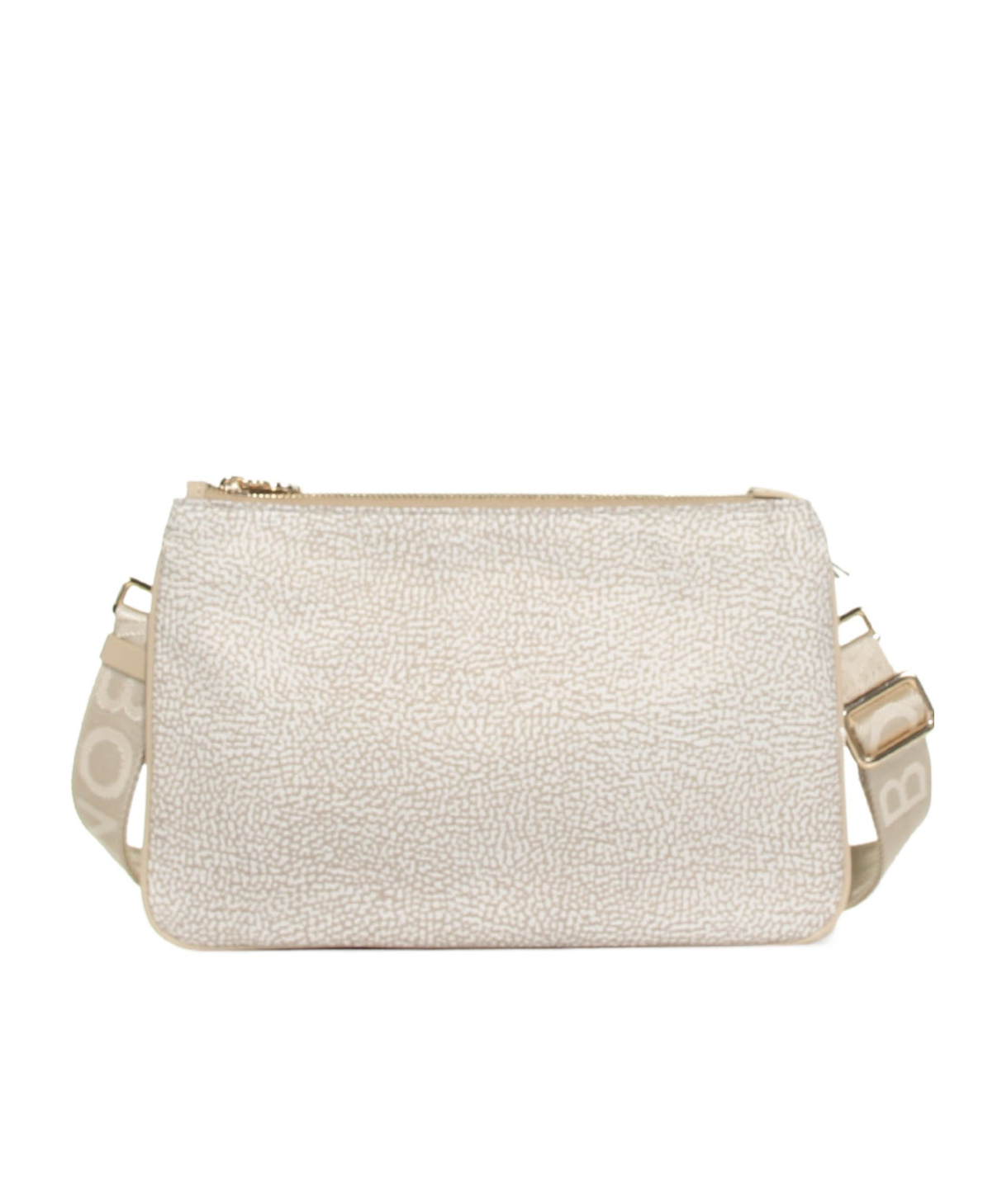 Borbonese Zippered Shoulder Bag In White