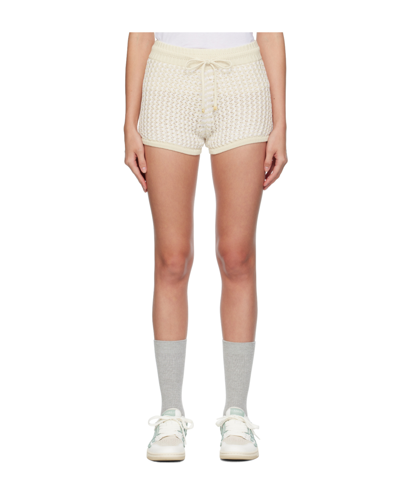 Amiri Crochet Shorts In Neutral
