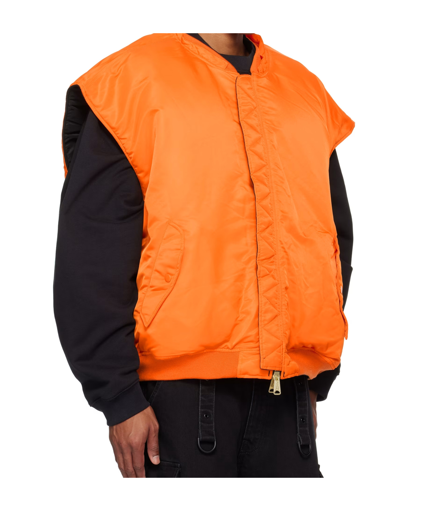 Vetements Hooded Logo Bomber Vest In Black