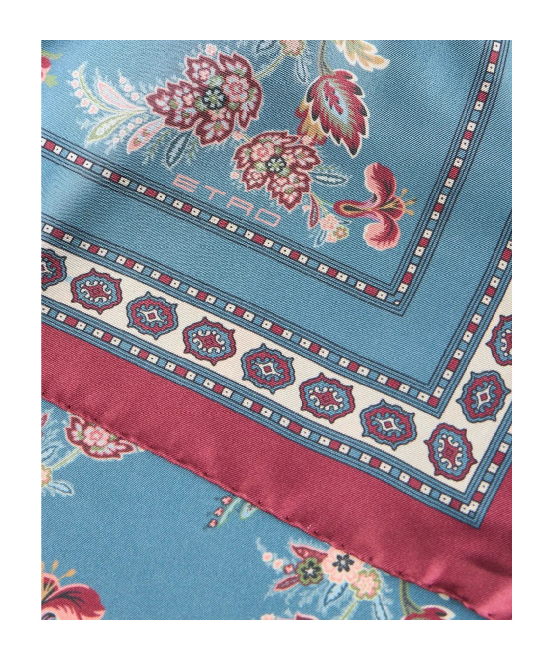 Etro Silk Scarf With Placed Print In Blue