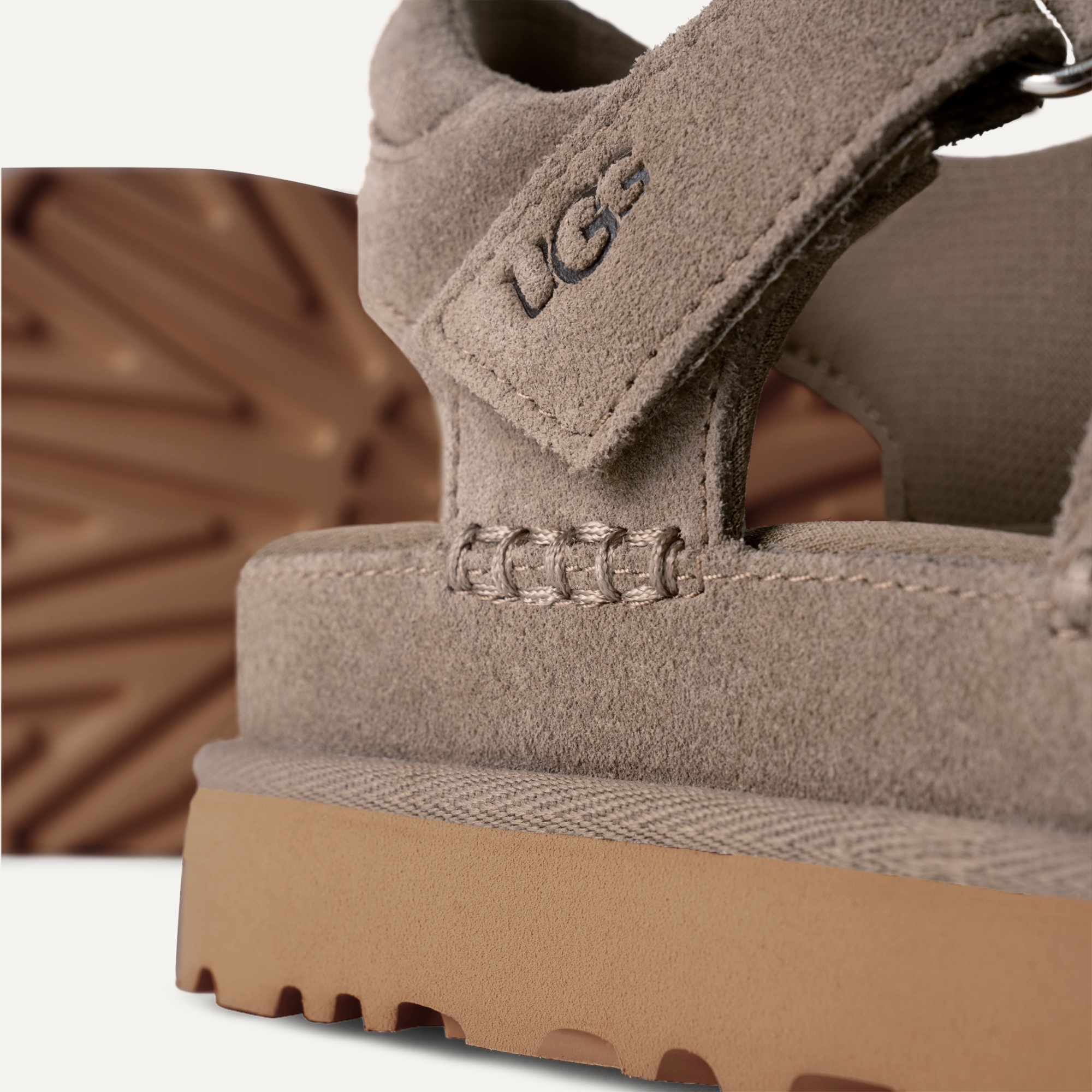Ugg Goldenstar Strap Sandals In Smoke Plume In Brown