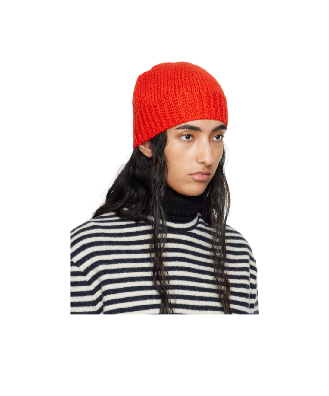 Jil Sander Red Irregular Texture Wool Beanie