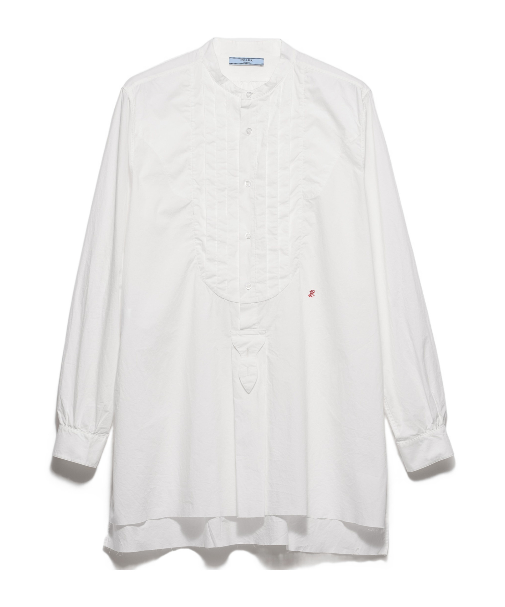 Prada Embroidered Cotton Shirt In White