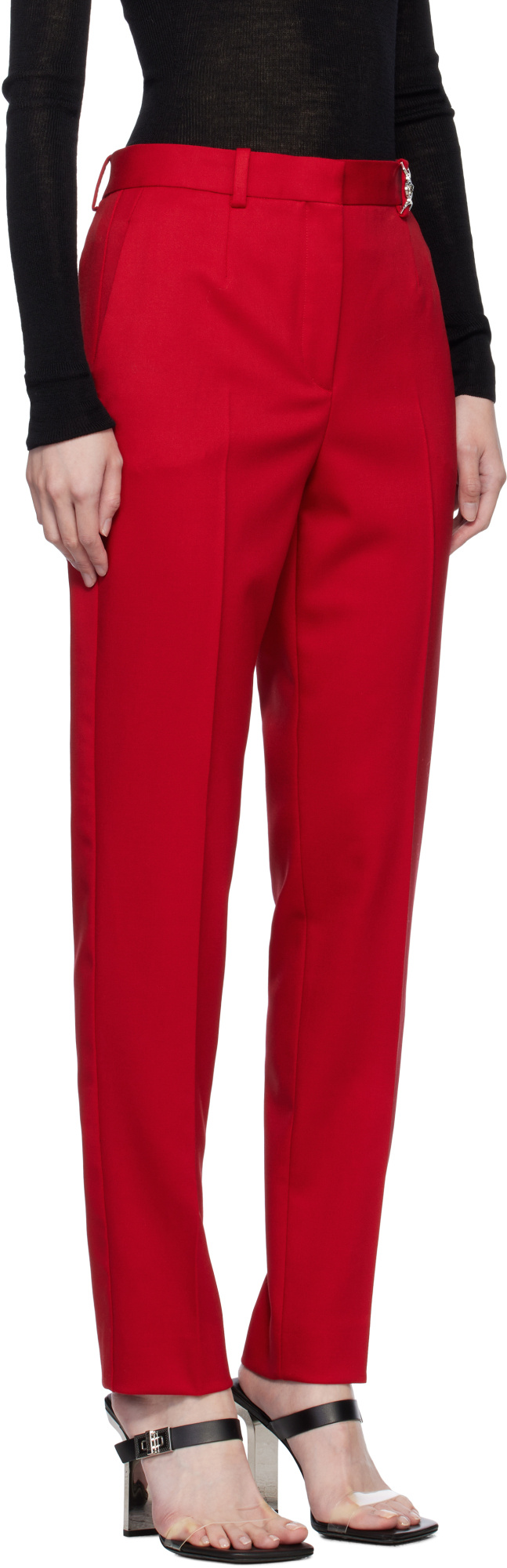 Versace Belt-loop Casual Pants In Red